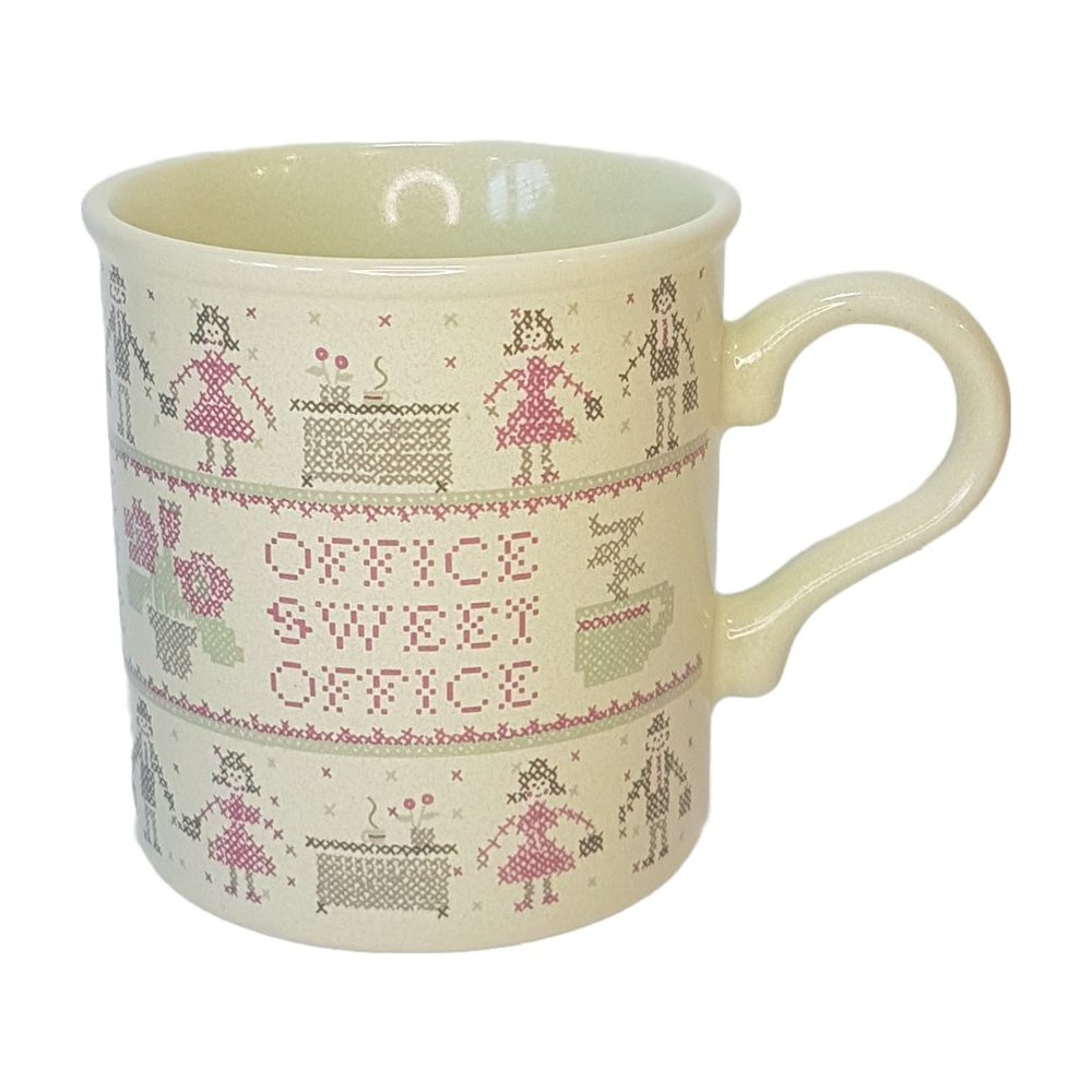 Vintage AMERICAN GREETINGS Office Sweet Office" Mug Teacup Cross Stitch Quote